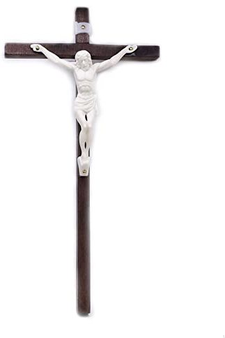 FackLOxc Crocifisso Croce da parete in legno massiccio cattolico croce decorazione per parete preghiera cristiana mano che tiene croce Home Office Decor Crocifisso in legno Ciondolo