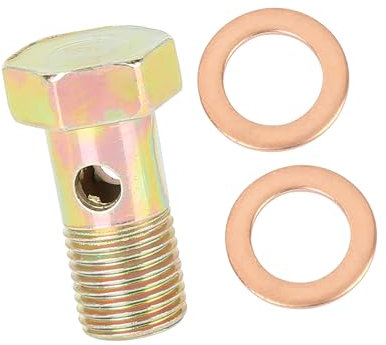 A ABSOPRO Auto Metrische Gewinde Banjo Bolzen M10x1.0mm Bremsadapter mit 2 Stück M10 Unterlegscheiben