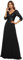 Ever-Pretty Women's V Neck Long Sleeve Elegant A Line Floor Length Long Chiffon Evening Dresses with Sequin Black 22UK