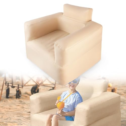 HENGMEI Aufblasbares Sofa Luftsofa Portabel Camping Couch Aufblasbarer Sessel mit Rücken Armlehne Schlafsessel Loveseat Campingsofa Luftmatratze mit Pumpe, Einzelsofa 97 x 78 x 75 cm