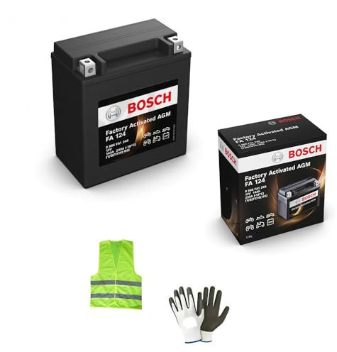 KOMPATIBEL MIT KAWASAKI ZR Zephyr (ZRT10A) 1100 für das Jahr 1992 bis 1995 Batterie Bosch FA124 YTX16-BS aus Gel SLA für die Verwendung von aktiven AGM-Batterien 14 Ah Ampere 12 Volt 150 x 87 x 161 mm