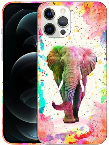GlamCase for iPhone 12 Pro Max, iPhone 12 Pro Max Case - Elephant Watercolored Design Printed Slim & Sleek Cute Plastic Hard Protective Designer Back Phone Case/Cover for iPhone 12 Pro Max