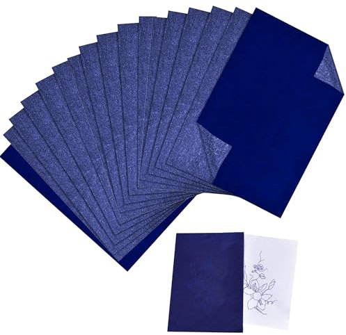 50 Blatt Pauspapier A4 21x29.7cm (Blau) Kohlepapier Blaupapier zum Durchschreiben Übertragen Sie Muster Einfach und Perfekt Kann Mehrfach Verwendet Werden Transferpapier Blaupapier Für Papier Keramik