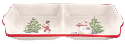 Garneck Elegant Ceramic Serving Bowl Christmas Dessert Plate Lid Food Storage Plate
