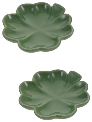 KOMBIUDA Lot De 2 Plateaux Décoratifs En Céramique En Forme De Trèfle Pour Bijoux