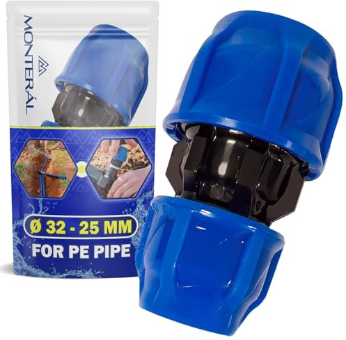 Racor Reductor Ø 32 mm x 25 mm de Polipropileno PP Manguito para Conectar Tubo Polietileno PE - MONTERAL