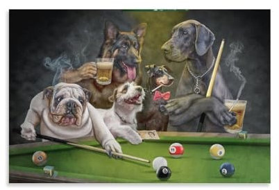 Generisch Abstraktes lustiges Kunstposter, ein Hund, der Billard spielt, Heimdekoration, Wandkunst, hängendes Bild, Druck, dekorative Malposter, 20 x 30 cm