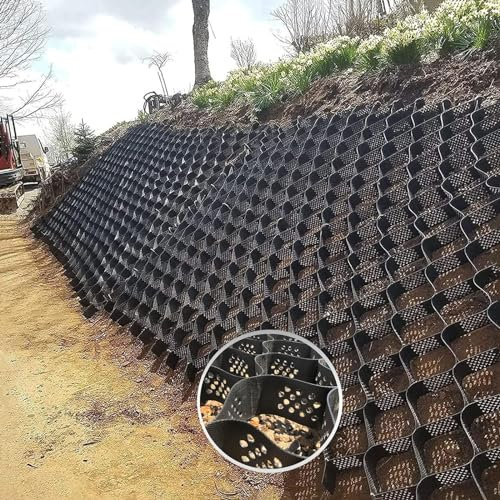 Estabilizador de rejilla de entrada de geomalla de 2 pulgadas para grava/cemento/arena, pavimentadora de rejilla geográfica cortable para base de cobertizo de jardín, rejilla de suelo duradera para