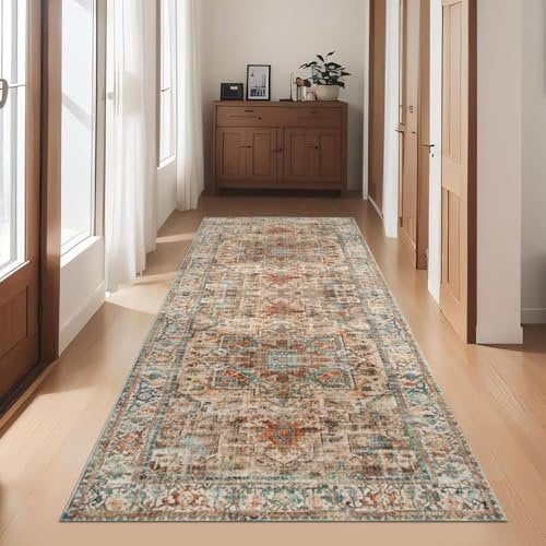 Cekene Teppich Läufer Flur rutschfest 80x200cm Boho Flauschig Küchenteppich Waschbar Lang Flur Teppich für Küche Eingang Schlafzimmer Wohnzimmer
