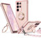XYZ Cover per Samsung Galaxy S25 Ultra con Supporto, Custodia con Doppio Anello a Forma di Cuore con Cordino per Ragazze e Donne, Custodia Protettiva Ussuosa per Samsung S25 Ultra, Rosa