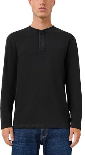 QS Gewaschenes Henley-Langarmshirt mit Rippstruktur