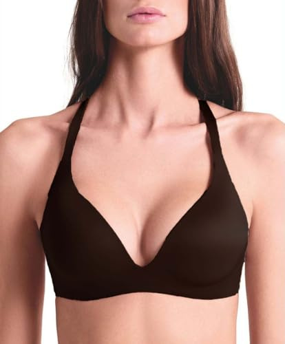 LORMAR Reggiseno Senza Ferretto Imbottito Shine 1430 Coppe Supersoft Preformate, Microfibra Effetto Seta con Spalline Incrociabili – Nero, Bronze Skin, Talco Shine