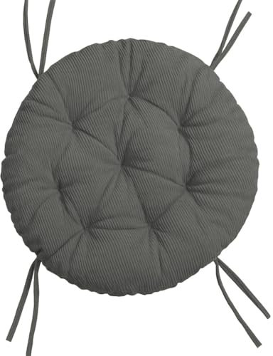 chilly pilley® Polster für Papasansessel Cord Rundkissen - Auflage Polster für Papasansessel -Sesselkissen Cordkissen Sitzkissen Gesteppt mit Schlaufen (100cm, Grau)