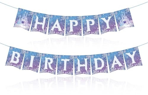 Schneeflocke Geburtstags Girlande, Happy Birthday Girlande Schneeflocken, Happy Birthday Banner Schneeflocken Deko, für Winter Wonderland, Weihnachten Party, Mädchen Geburtstagsdeko (A)