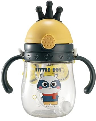 shuhauk Gobelet avec paille, 370 ml, grande capacité en forme de couronne, bouteille d'eau portable avec paille pour extérieur et intérieur, tasse à bec pour eau domestique pour enfant