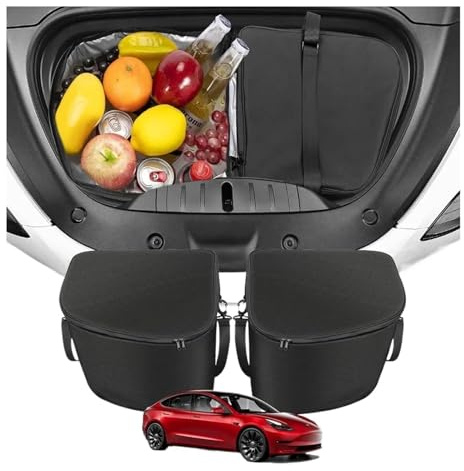 2PCS Frunk Cooler Organizer , Compatible With Tesla Model Y/3, Insulated Storage Bags With Compartments, Leak-Proof Front Trunk Organizer For Model 3 Highland 2024, Travel Food Cooler Bag(For Model 3
