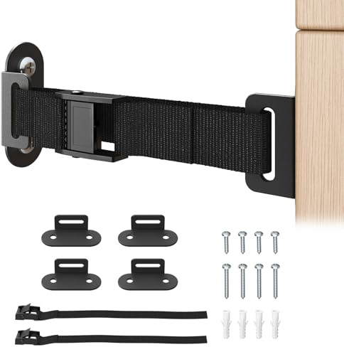 PUTORSEN Möbel Anti-Vältband 2 Set, Kapacitet 226 kg Jordbäkningssäkra Väggfästen för Barn & Djursäkerhet, Justerbara Säkerhetsband med Stabilare Metallspännen för Byråar, TV-bänkar, Bokhyllor | Justerbara säkerhetsremmar med stabilare metallspännen, höghållfast nylon, lätt att installera, för byråer, bokhyllor och mer
