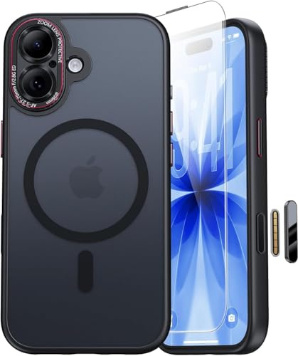 JUESHITUO für iPhone 17 Hülle für Magsafe [Kameraschutz] [Camera Control Button] [Militärschutz] Matt Stoßfest Kratzfest Anti-Fingerabdruck Handyhülle für iPhone 17 Case Schwarz