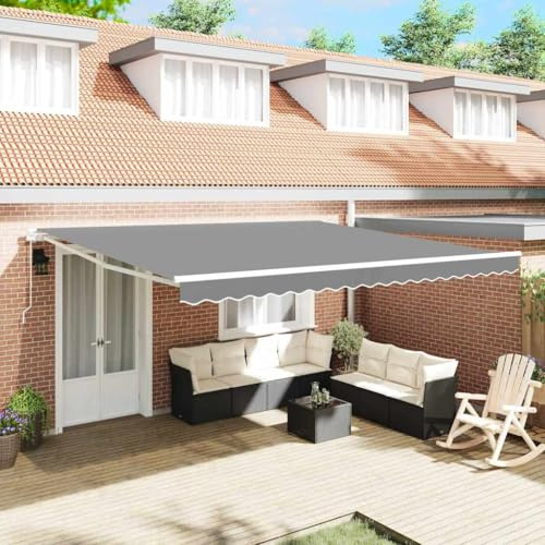 Markisenrahmen Weiß 500x350 cm, Aluminium, Einziehbar, Sonnenschutz für Terrasse, Garten, ganzjährig