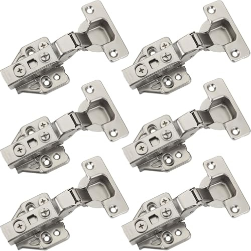 SOTECH 6 Stück SOFT-CLOSE Topfbänder 105° Mittelanschlag T48 | mit Schnellmontage-KLIP Topfscharniere inkl. Montageplatten mit Exzenterverstellung Topfband mit 3D Verstellung