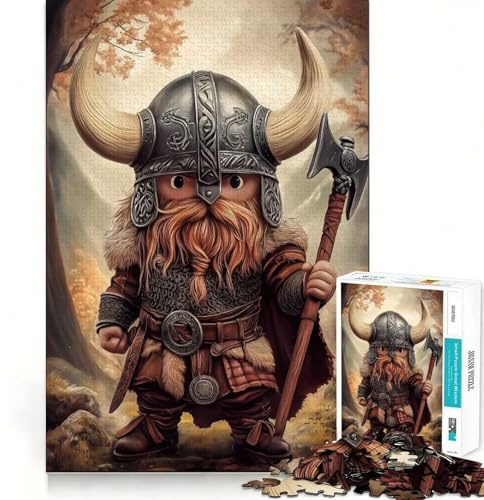 Jigsaw 1000 Pieces for Teenagers Cartoon Viking Warrior with Axe Precise Edge Art Mind Training Fun Quiet Game Time Birthday Art Gift (38x52cm)