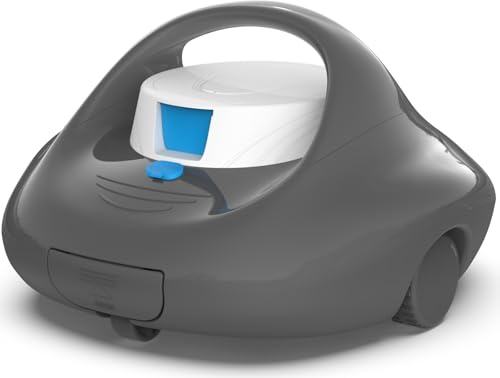 BRINBO Robot Per Piscina Fuori Terra e Interrata, Ricarica Rapida 2.5 Ore, Autonomia 130 Mins, Doppia Trazione, Pulizia Potente, Adatto per Piscine fino a 80 m²,Nero e bianco