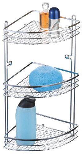 axentia Eckregal Cassandra in Silber verchromt, Hängeregal inklusive Befestigungsmaterial, Badregal mit drei Ablageflächen, Maße: ca. 20 x 28 x 46 cm