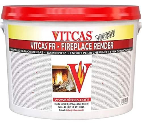 VITCAS 10 Kg Fireplace Render – Easy Application - Plaster Base Coat – Dry Powder Material – Rendering Bricks and Concrete - Fireplace Breeze Block – Heat Resistance Up to 1400 degree Celsius
