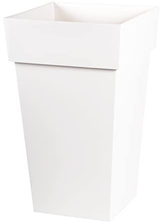 EDA Plastiques Pot TOSCANE carré blanc - 39 x 39 x 65 cm - 62 L