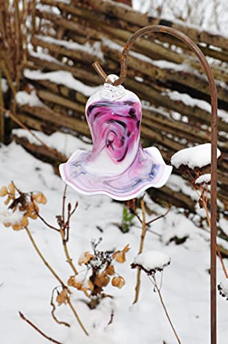 Gartenkugel Tulpe Tropfen, Blume mit Hakenhalter Schäferstab WINTERFEST & ROBUST Glas-Dekoration Blüte Gartentulpe Glocke Rosenkugel 17 cm gross Form Tulpe, modisches Tulpendesign handgefertigt mit