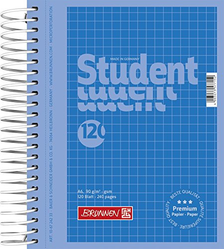 BRUNNEN Collegeblock Premium Student Colour Code | A6, kariert, 120 Blatt, azur