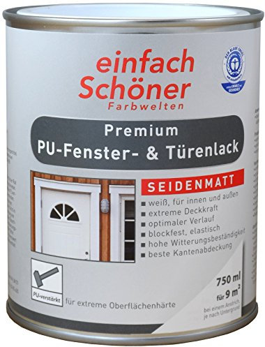 Wilckens Premium PU Türen und Fensterlack weiss inkl. Pinsel zum Auftragen (PU 750 ml seidenmatt)