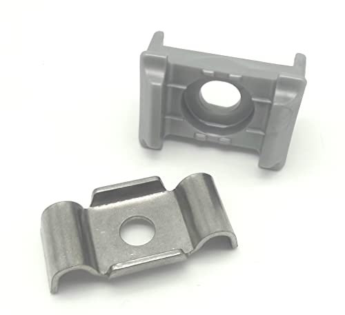 20 x Auflagebock Befestigung Doppelstabzaun Gitterzaun Mattenzaun Halter vers.Farb. Zaun Klemme Klemmlasche (mit Übersand, Silber)