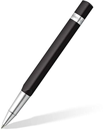 STAEDTLER TRX 412TRX9M-9ST Tintenroller (ergonomische Dreikantform, samtweiche Aluminium-Oberfläche, Aufsteckkappe mit Metallclip, Tintenroller Refill, Strichstärke M, Schreibfarbe: schwarz) schwarz