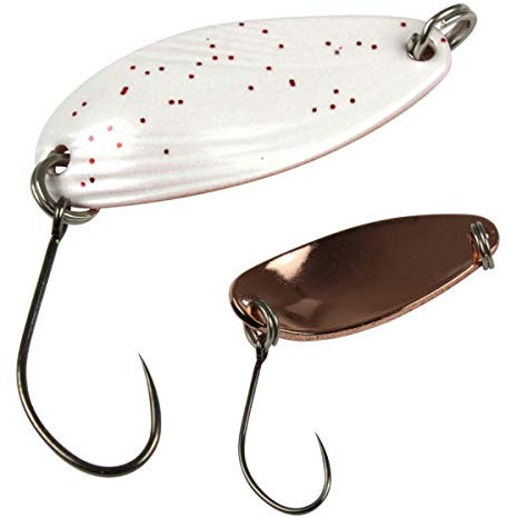 FTM Spoon Break 2,2g - Blinker zum Spinnfischen auf Forellen, Forellenblinker zum Forellenangeln am Forellensee, Spoonblinker, Farbe:weiß/kupferfarben