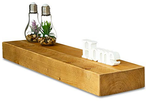 levandeo Wandregal Holz Massiv 80x20cm Eiche Farbig Wandboard Vintage Rustikal Design Natur Regal