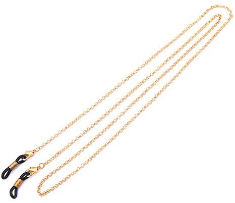 cooltime Silber-goldene Brillenkette mit Karabinerverschluss für Damen und Herren gold