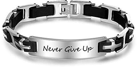 Grand Made Personalisierbare Armbänder Armband Edelstahl mit Wunschgravur Armband mit Gravur | Personalisiertes Armband Name Bar Handgelenk ID Armband Männer (Code)