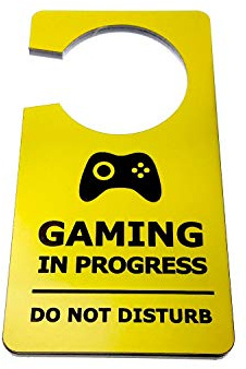 OriginDesigned Panneau de porte en acrylique jaune avec message en anglais « Gaming in Progress, do not disturb » pour garçons, filles, chambre, jeux sur ordinateur, Fortnite, Minecraft