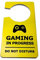 OriginDesigned Gaming in Progress - Do Not Disturb - Room Door Hanger Sign in Yellow Acrylic for Boys, Girls, Bedrooms, Computer Games, Fortnight, Minecraft
