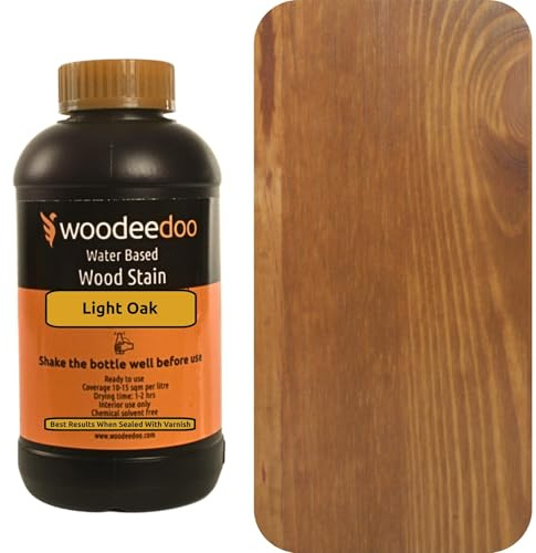 WooDeeDoo Water Based Wood Stain | Wood Dye | Ready to Use | Environmentally Friendly | Solvent Free | Odour Free | 200 ml | Light Oak