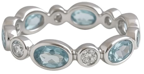 Blautopas und Zirkon Sterling Silber Ring