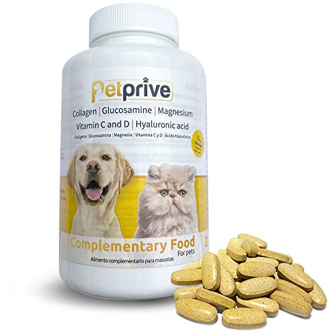 Petprive Suplemento Natural Antiinflamatorio Condoprotector para Perros y Gatos con Colágeno Hidrolizado, Glucosamina, Ácido Hialurónico, Magnesio, Vitamina C y D y Garra del Diablo
