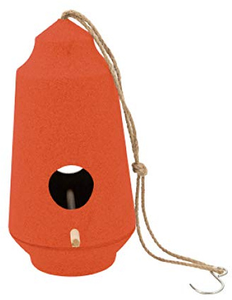 Point-Virgule Nistkasten für vögel, Vogelhaus zum aufhängen, aus Bambusfasern, Orange ø 15cm H 28cm