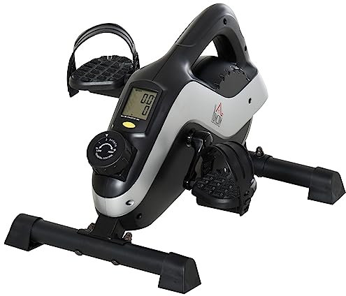 HOMCOM Portable Pedal Exerciser, Mini Exercise Bike with 8 Levels Magnetic Resistance and LCD Display, Cycle Leg Exerciser Sitting Down