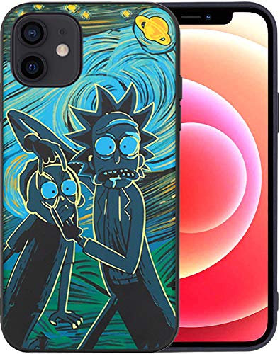 Haiyun Schutzhülle kompatibel mit iPhone 12/iPhone 12 Pro Case Fashion Trend Design Soft TPU Bumper Full Cover Silikon Cover für Männer und Frauen (Rickfunny-Morty)