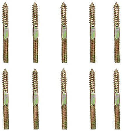 Mcredy Dowel Screw M8 Self-Tapping Double End Threaded Hanger Bolt, 10Pcs