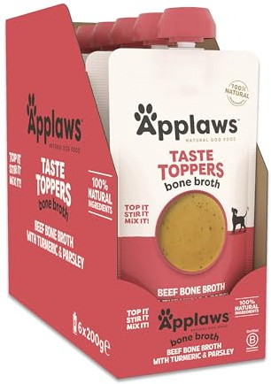 Applaws Taste Toppers 100% natürliche Hundefutter Topper, Rinderbrühe für trockene Hundefutter 6 x 200g Beutel
