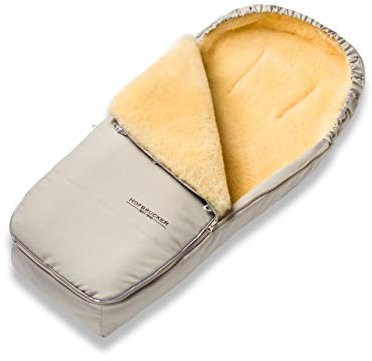 Hofbrucker Lammfell-Fußsack Alaska für Kinderwagen und Buggy, Babyfusssack mit Lammfell, Warmer Winterfußsack mit Mumienform, Babyfusssack geeignet 0-3 Jahre