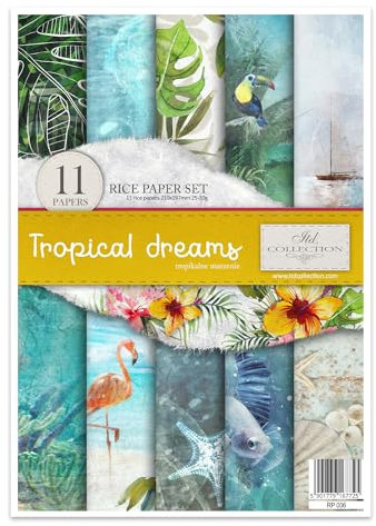 ITD Collection RP006 Reispapier, Tropical Dreams, 29,7 x 21 cm
